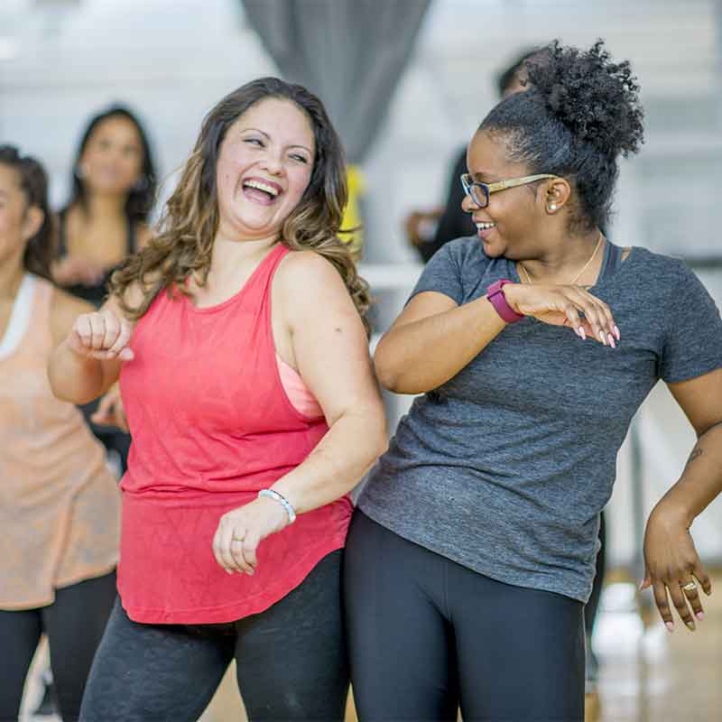 Friends exercising together