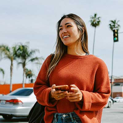 Woman walking on the street in Santa Monica